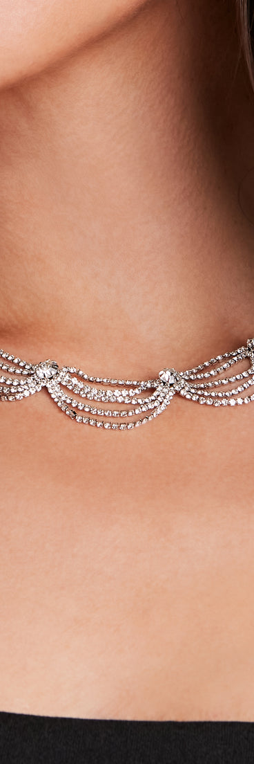 Polished And Pretty Rhinestone Choker Necklace