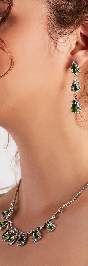 Dripping In Luxury Gemstone Necklace And Earrings Set