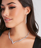 Luxe Potion Necklace And Earrings Set is a stunning choice for a bridesmaid dress or maid of honor dress, and to feel beautiful at Prom 2023, spring weddings, formals, & military balls!