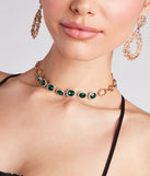 With In The Mood For Glamour Gemstone Choker Necklace as your homecoming jewelry or accessories, your 2023 Homecoming dress look will be fire!