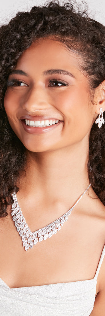 Naturally Glam Rhinestone Necklace And Earrings