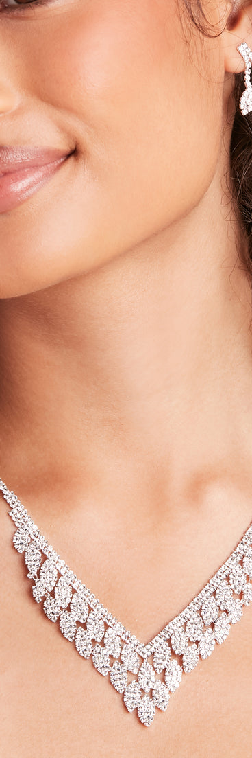 Naturally Glam Rhinestone Necklace And Earrings