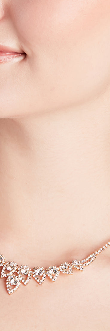 Sparkle Up The Night Rhinestone Necklace And Earrings Set