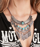 Dreamy Bohemian Vibes Turquoise Statement Necklace is a fire pick to create 2023 festival outfits, concert dresses, outfits for raves, or to complete your best party outfits or clubwear!