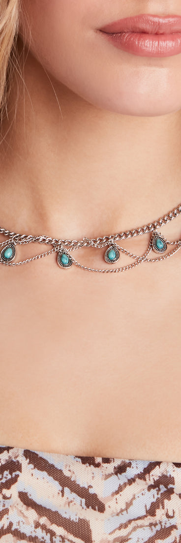 Free Spirit Turquoise Choker Necklace is a fire pick to create 2023 festival outfits, concert dresses, outfits for raves, or to complete your best party outfits or clubwear!