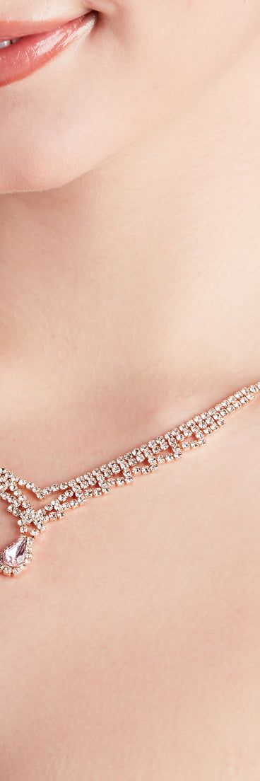 Radiant Babe Gemstone Teardrop Necklace And Earrings Set