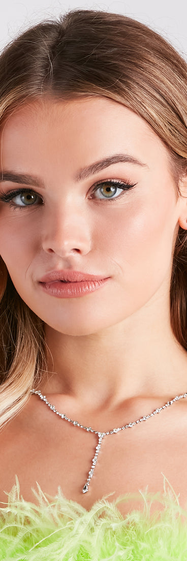 Dainty Glam Rhinestone Necklace And Earrings Set