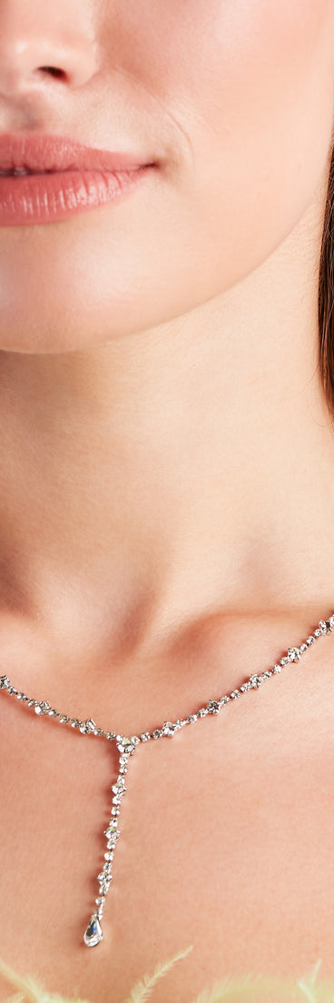 Dainty Glam Rhinestone Necklace And Earrings Set