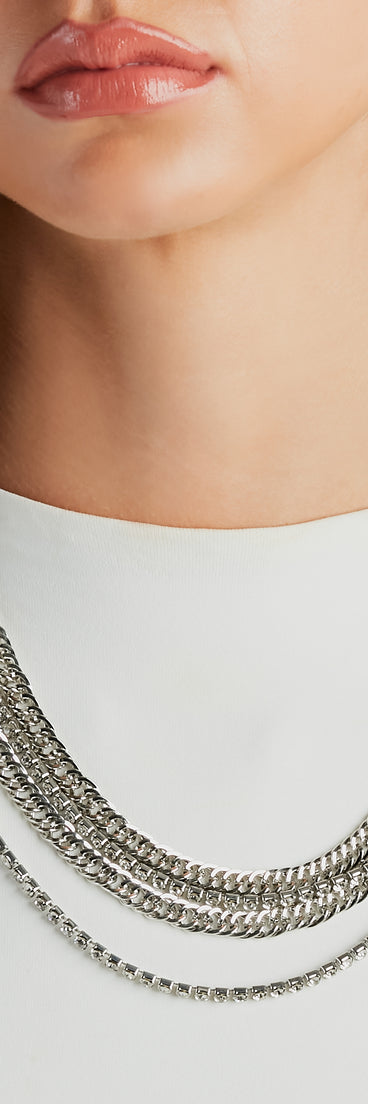 Layered In Glam Rhinestone Chain Necklace