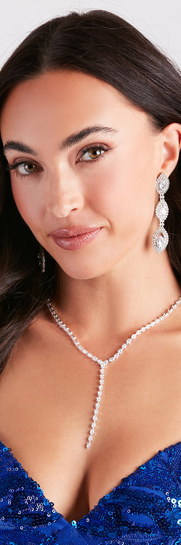 Elegant Moment Rhinestone Lariat Necklace