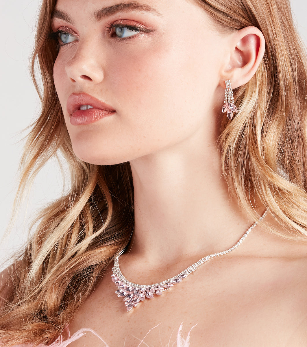 Irresistible Sparkle Necklace And Earrings Set