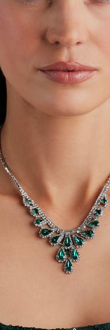 Sparkle Goals Gemstone Necklace And Earrings Set