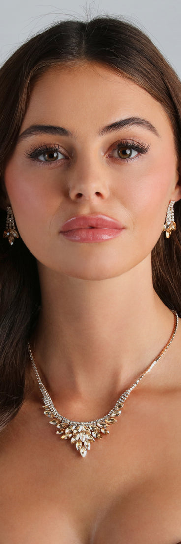 Get That Glamour Gemstone Necklace And Earrings Set