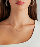 Dainty Glamour Rhinestone Bar Charm Necklace