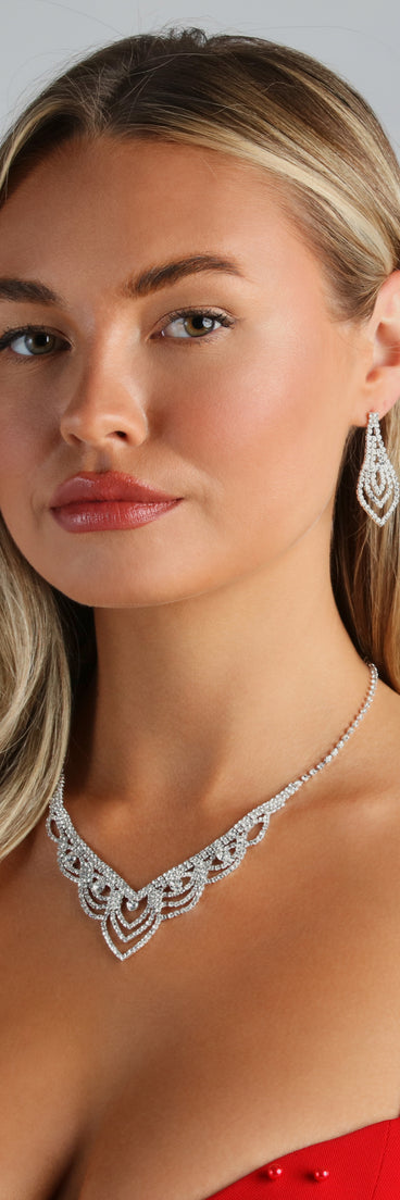 Timeless Sparkle Rhinestone Necklace And Earrings Set