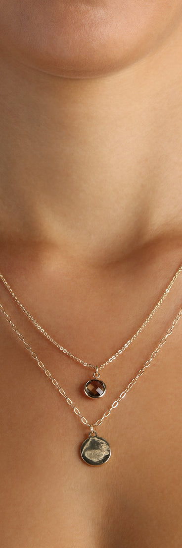 Dainty Glamour Gemstone Charm Layered Necklace