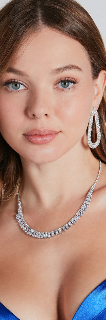 Time To Dazzle Rhinestone Dainty Fringe Necklace