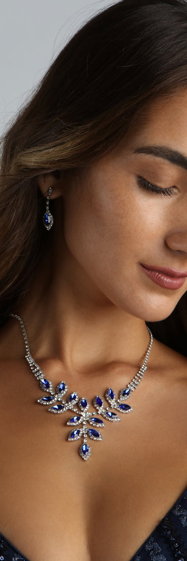 Dressy Glam Rhinestone Necklace And Earrings Set