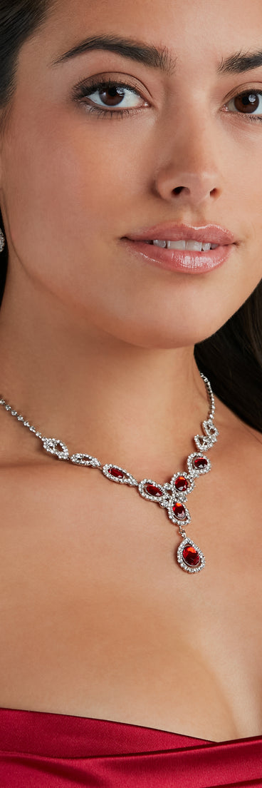 Elegantly Inclined Necklace And Earrings Set