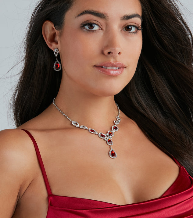 Elegantly Inclined Necklace And Earrings Set