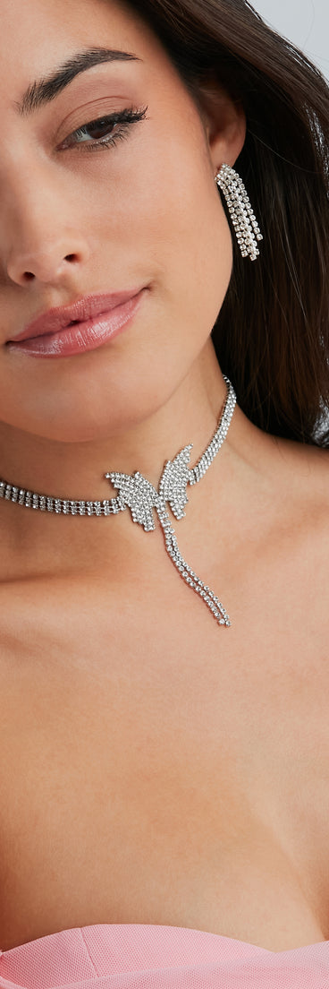 Trendy Radiance Rhinestone Butterfly Choker Necklace