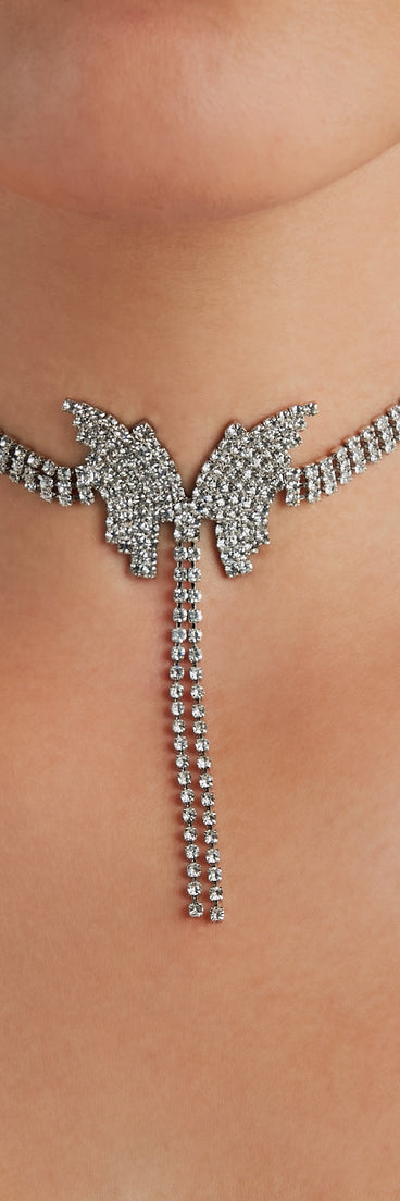Trendy Radiance Rhinestone Butterfly Choker Necklace