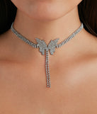 Trendy Radiance Rhinestone Butterfly Choker Necklace