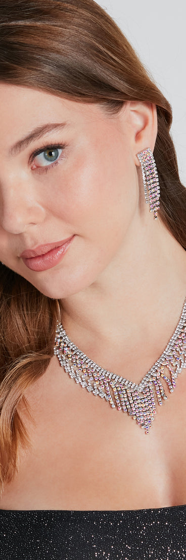 Dreaming Of Glam Rhinestone Necklace And Earrings Set