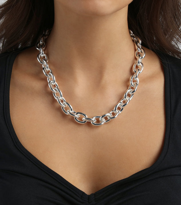 Sexy Women Metallic Silver Chunky Chain Links Short Sexy Choker Necklace  Jewelry