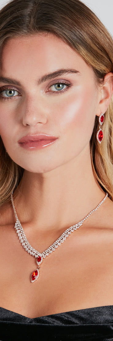 Glam Romance Gemstone Necklace And Earrings Set