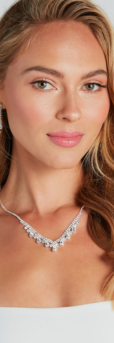 Living Luxe Rhinestone Necklace And Earrings Set