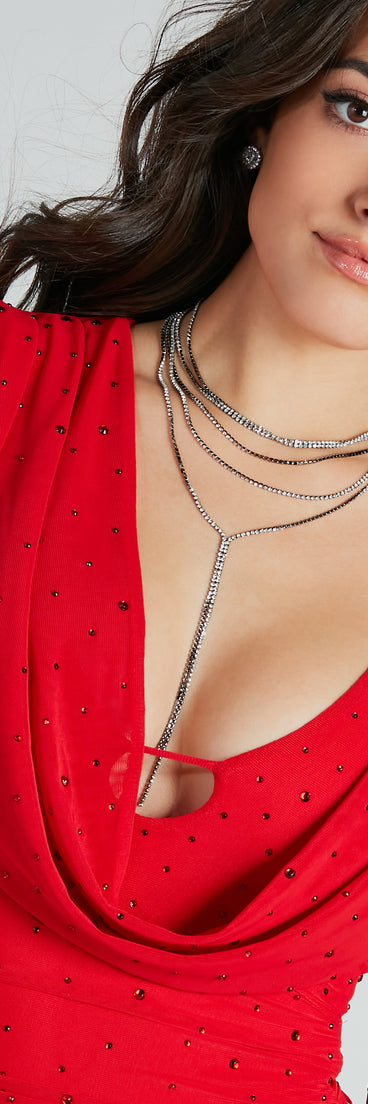 Take My Breath Away Rhinestone Lariat Necklace