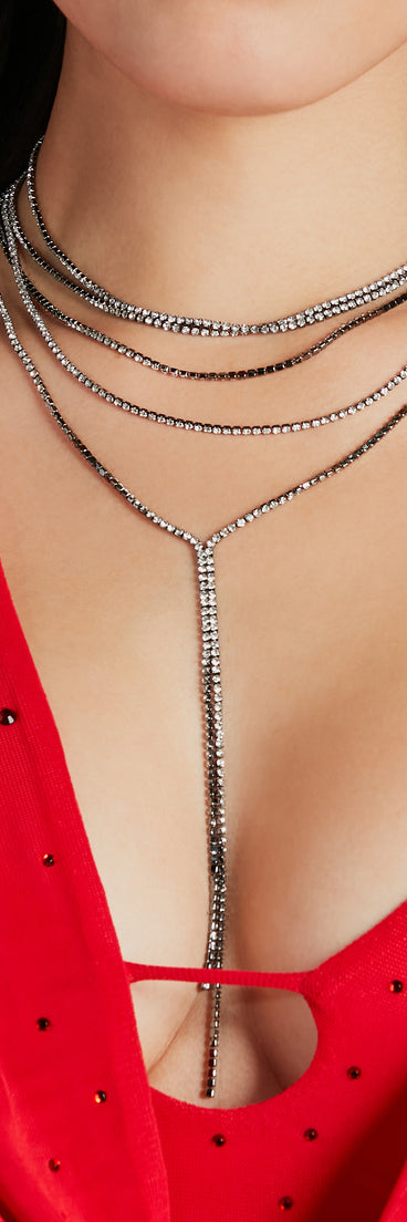 Take My Breath Away Rhinestone Lariat Necklace