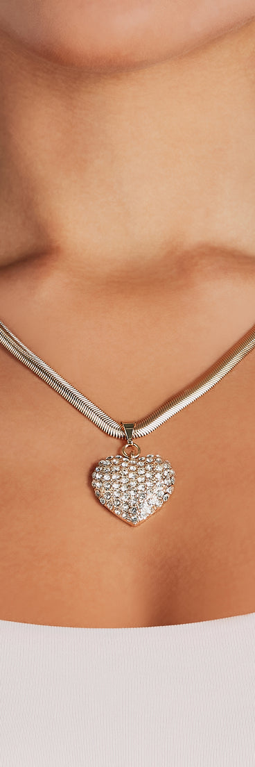 Loving The Look Rhinestone Heart Pendant Necklace