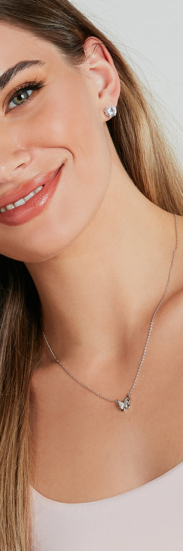Dainty Deets Rhinestone Butterfly Charm Necklace