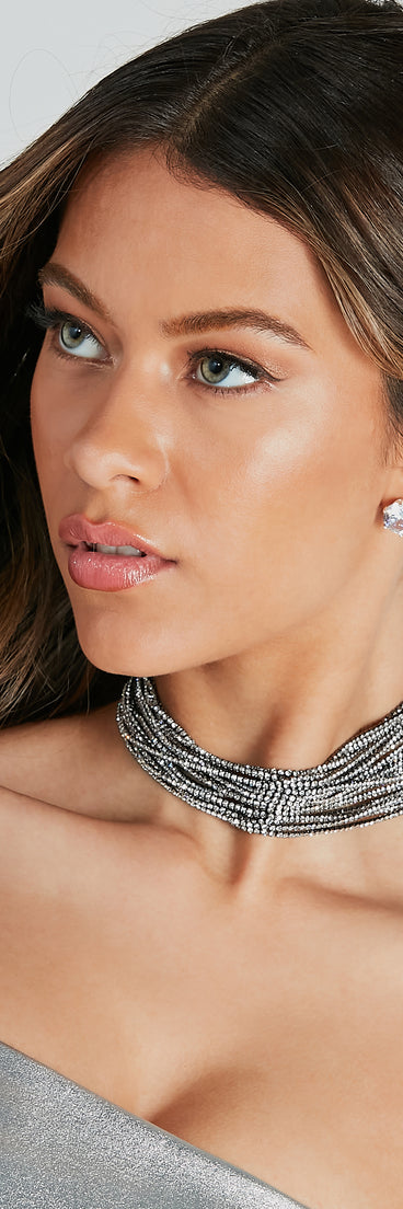Statement Stunner Rhinestone Multi-Row Choker Necklace