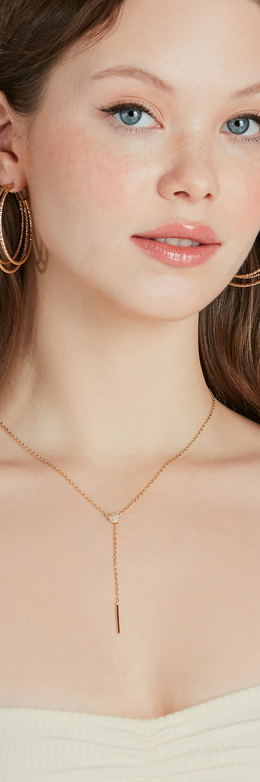 Chic Shine 14K Gold Plated Cubic Zirconia Lariat Necklace