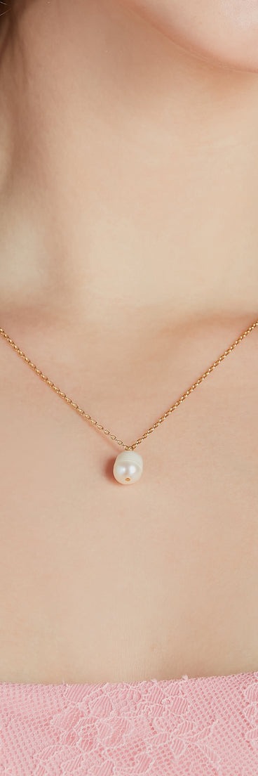 Dainty Chic 14K Gold Plated Pearl Charm Necklace