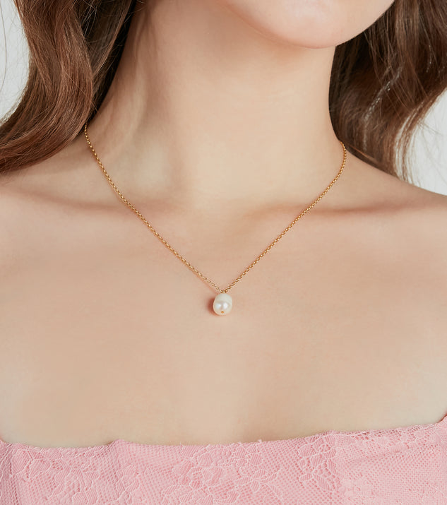 Dainty Chic 14K Gold Plated Pearl Charm Necklace Windsor