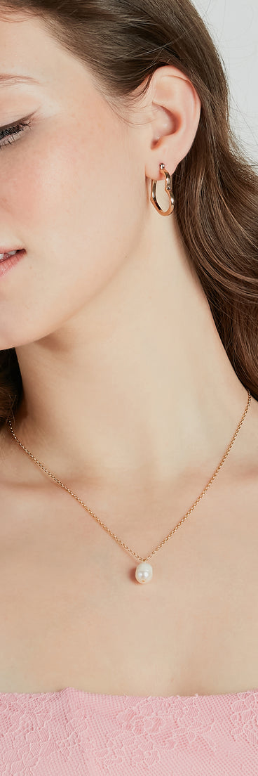 Dainty Chic 14K Gold Plated Pearl Charm Necklace