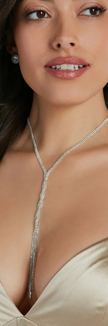 Sultry Sparkle Rhinestone Twisted Lariat Necklace