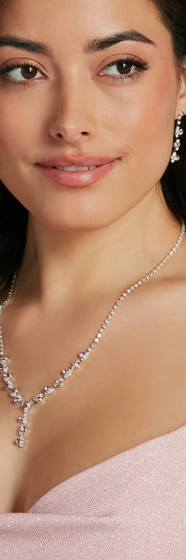 Endless Glamour Rhinestone Necklace And Earrings Set