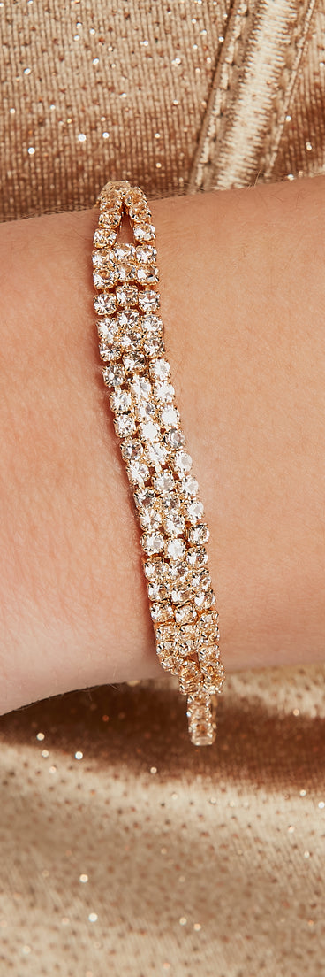 Shimmering Rhinestone Necklace, Earrings, And Bracelet Set