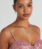 Luxury Elevated Rhinestone Necklace Earrings Set