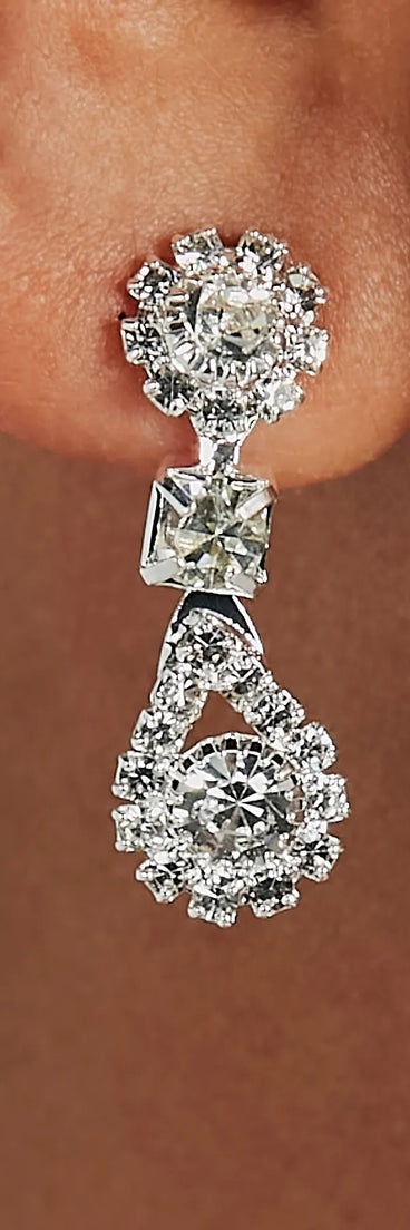 Luxury Elevated Rhinestone Necklace Earrings Set