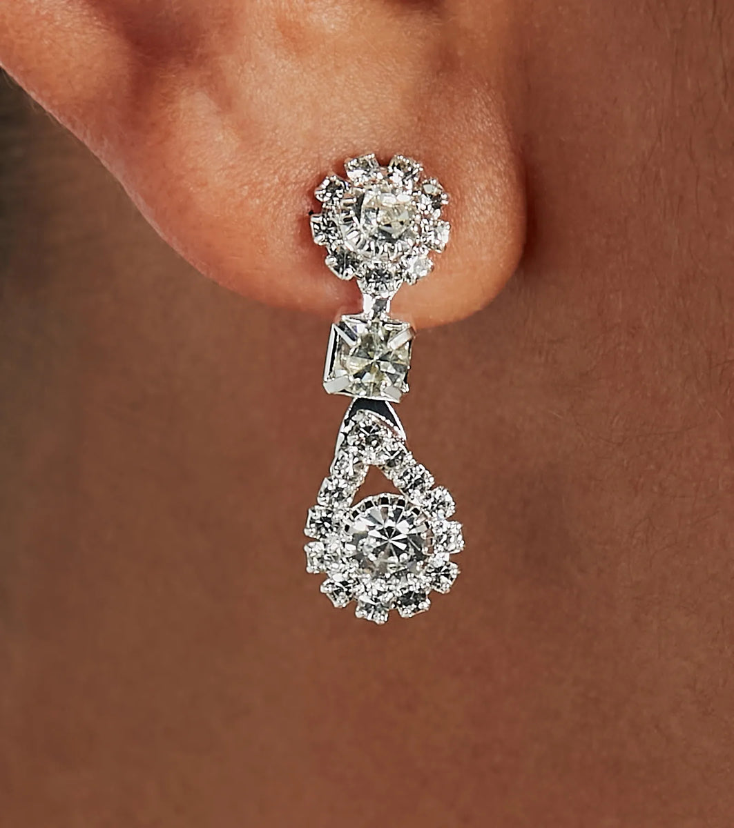 Luxury Elevated Rhinestone Necklace Earrings Set & Windsor