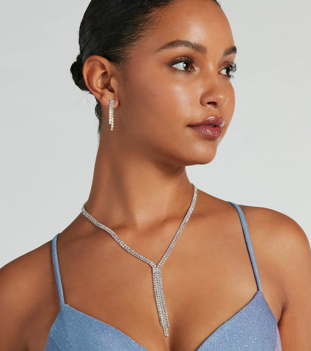 Windsor Glam Iridescent Rhinestone Necklace And Earrings Set
