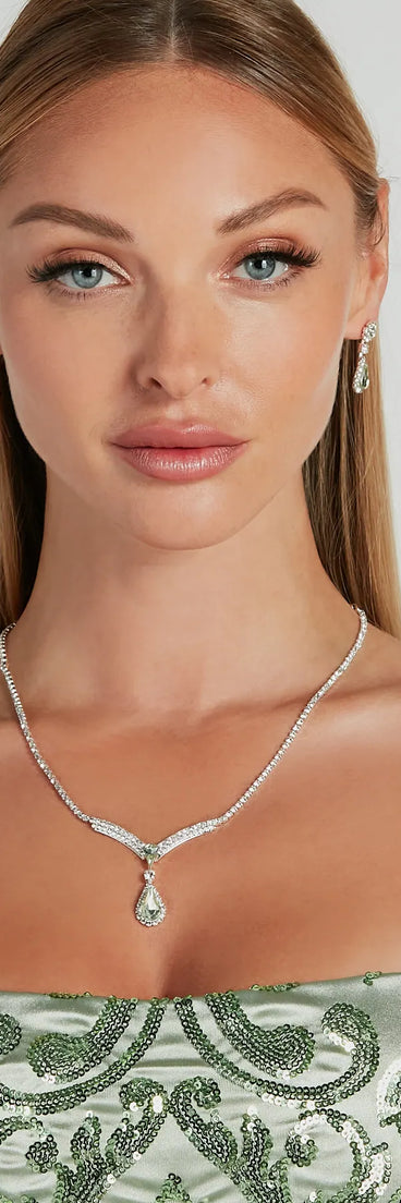 Glamorous Mood Rhinestone Necklace And Earrings Set