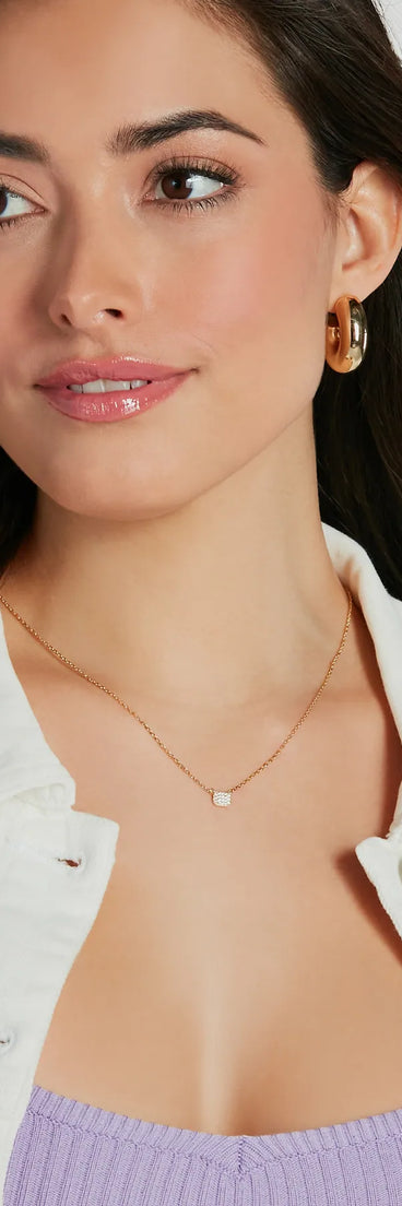 Fall In Love 14K Gold Plated Rhinestone Charm Necklace