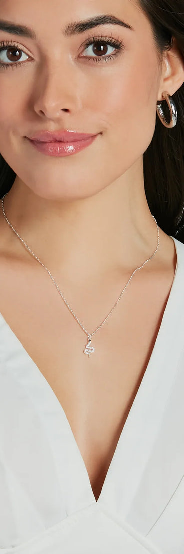 Sassy Flex Sterling Silver Plated Snake Charm Necklace
